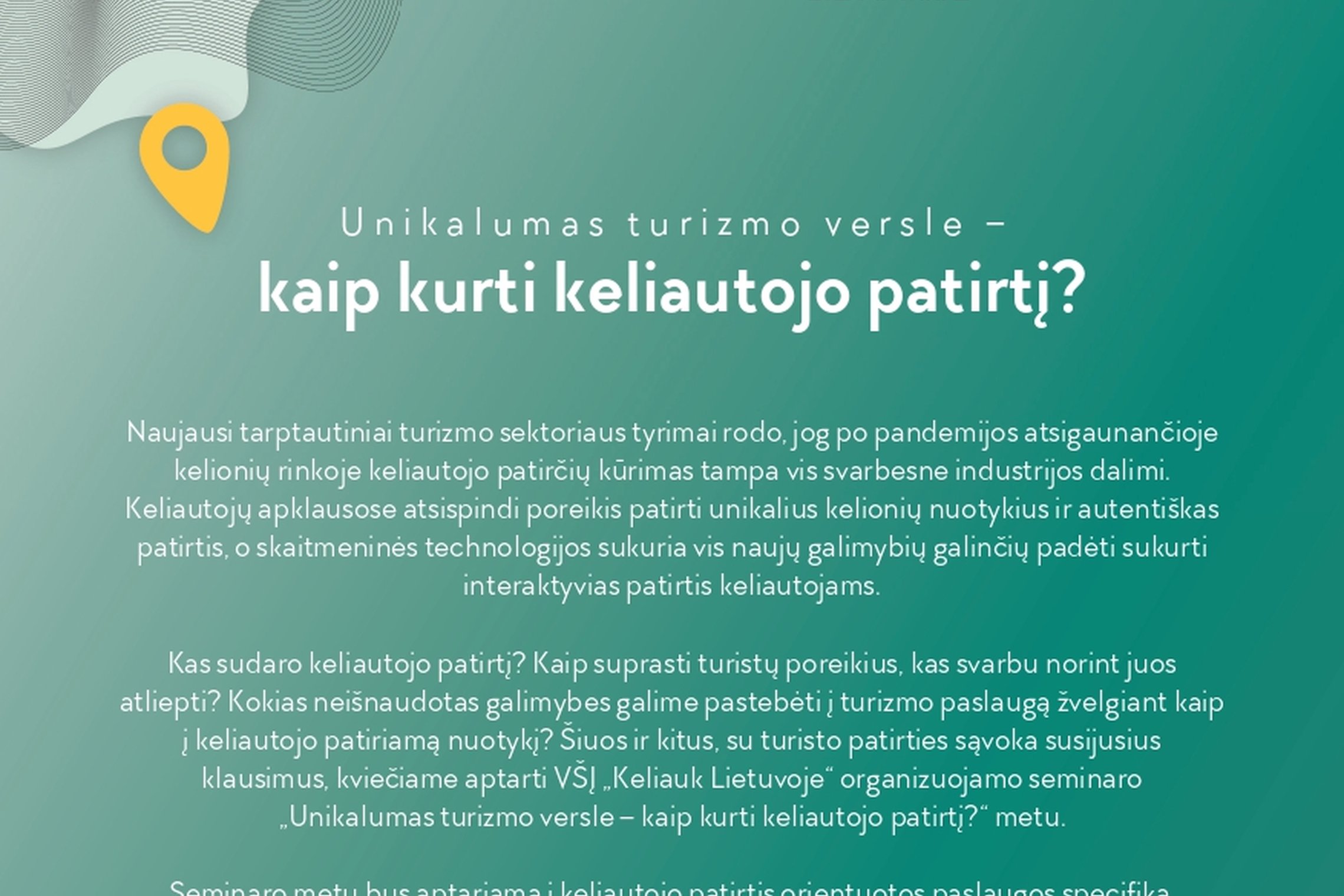 Skelbimo informacija, kuri yra tekste