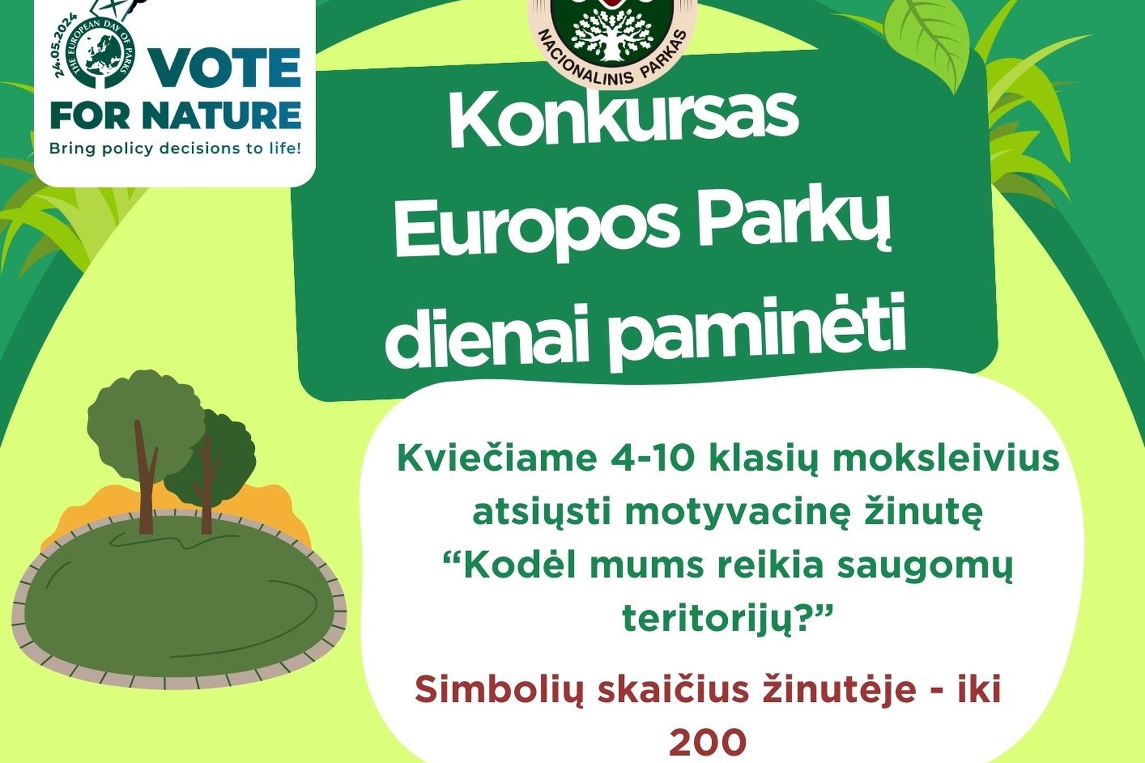 Konkurso "Kodėl mums reikia saugomų teritorijų? skelbimas