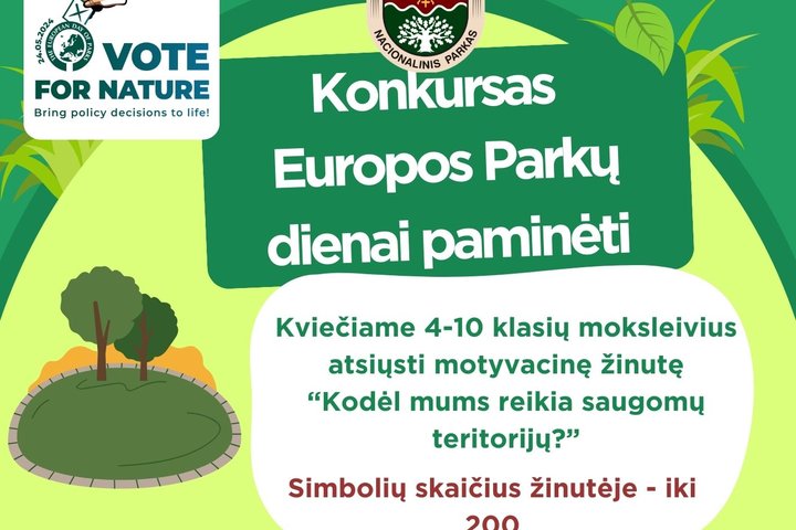 Konkurso "Kodėl mums reikia saugomų teritorijų? skelbimas