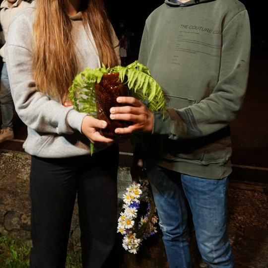 Mergina ir vaikinas surado paparčio žiedą