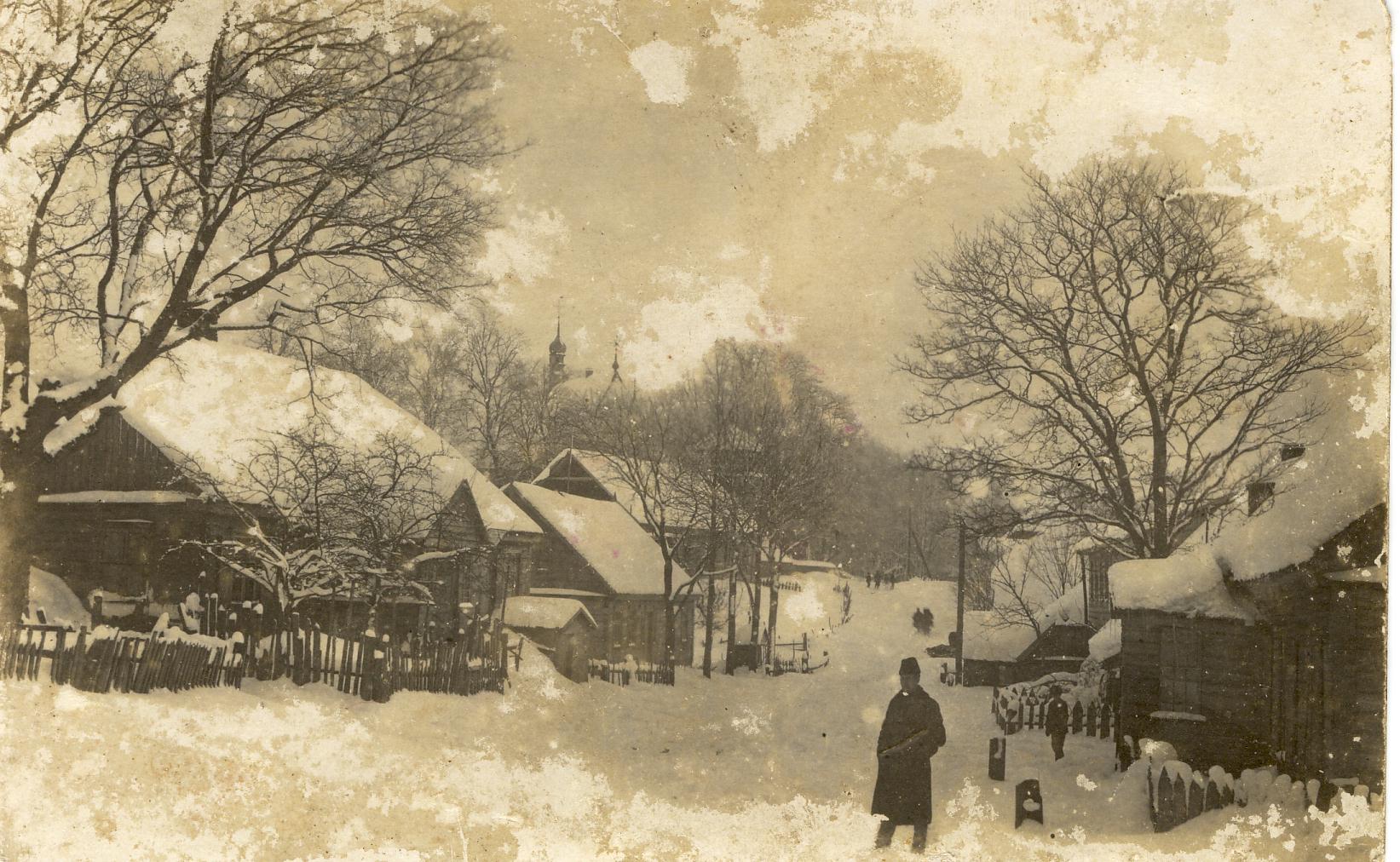 Platelių miestelis su daug sniego 1924 m.